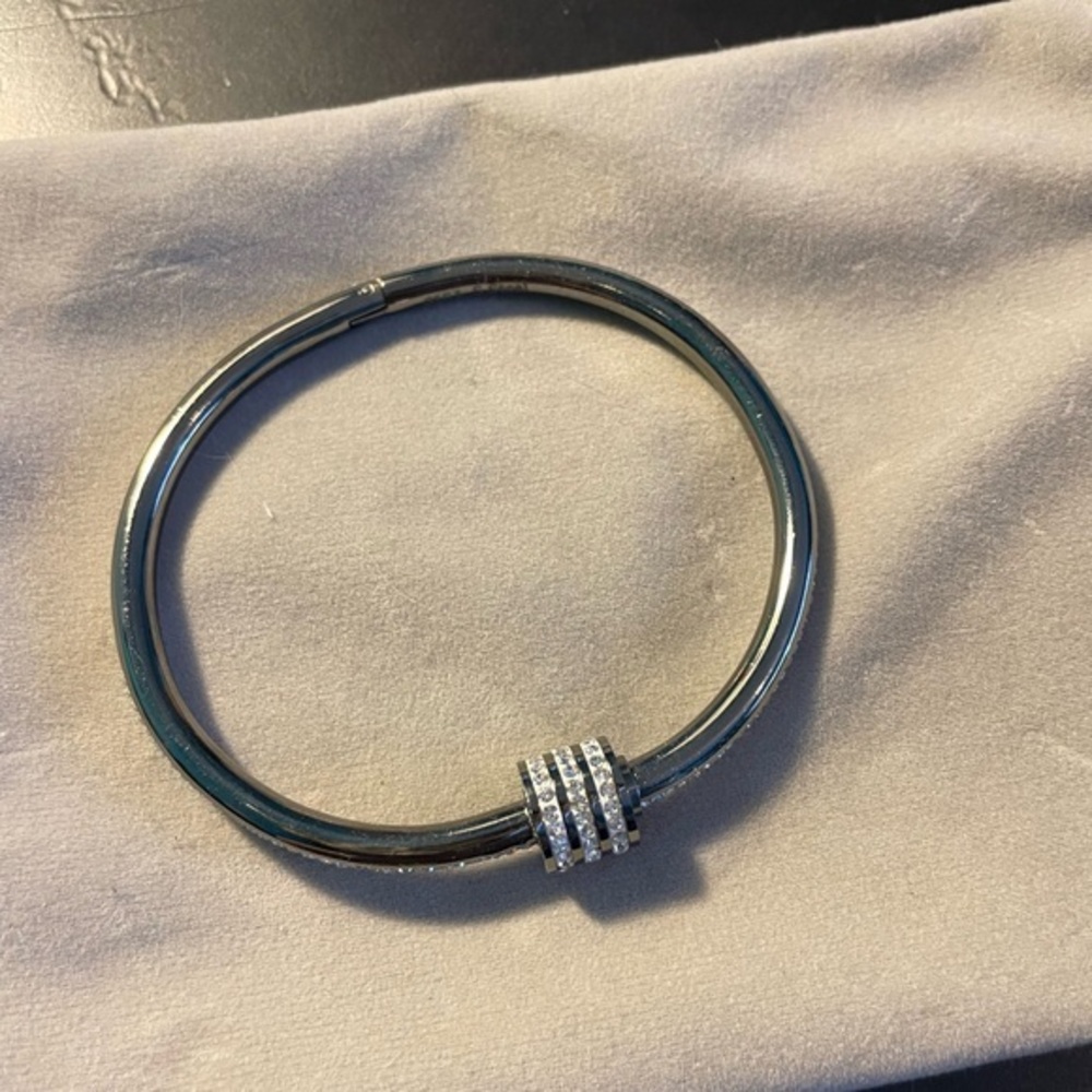 Stainless steel and CZ screw bracelet